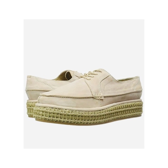 Rachel Comey Braided Reeves Platform Oxford Suede Espadrilles Thistle Beige